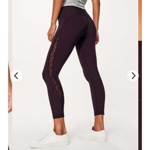 Lululemon Meant To Move 7/8 Tight (25") Black Cherry / Flocked Floral 8